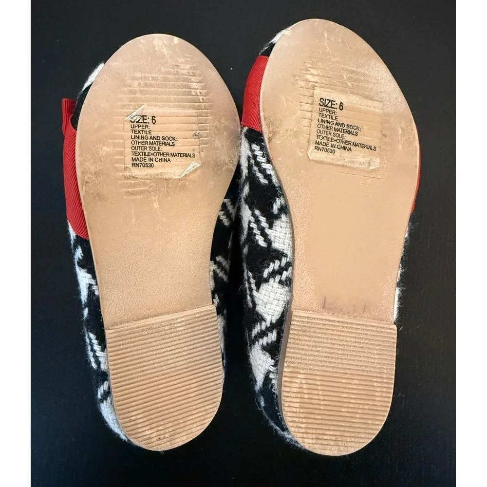 Janie and Jack Houndstooth Mary Janes Flat Toddler Girls 6 Slip-On Holiday Shoes